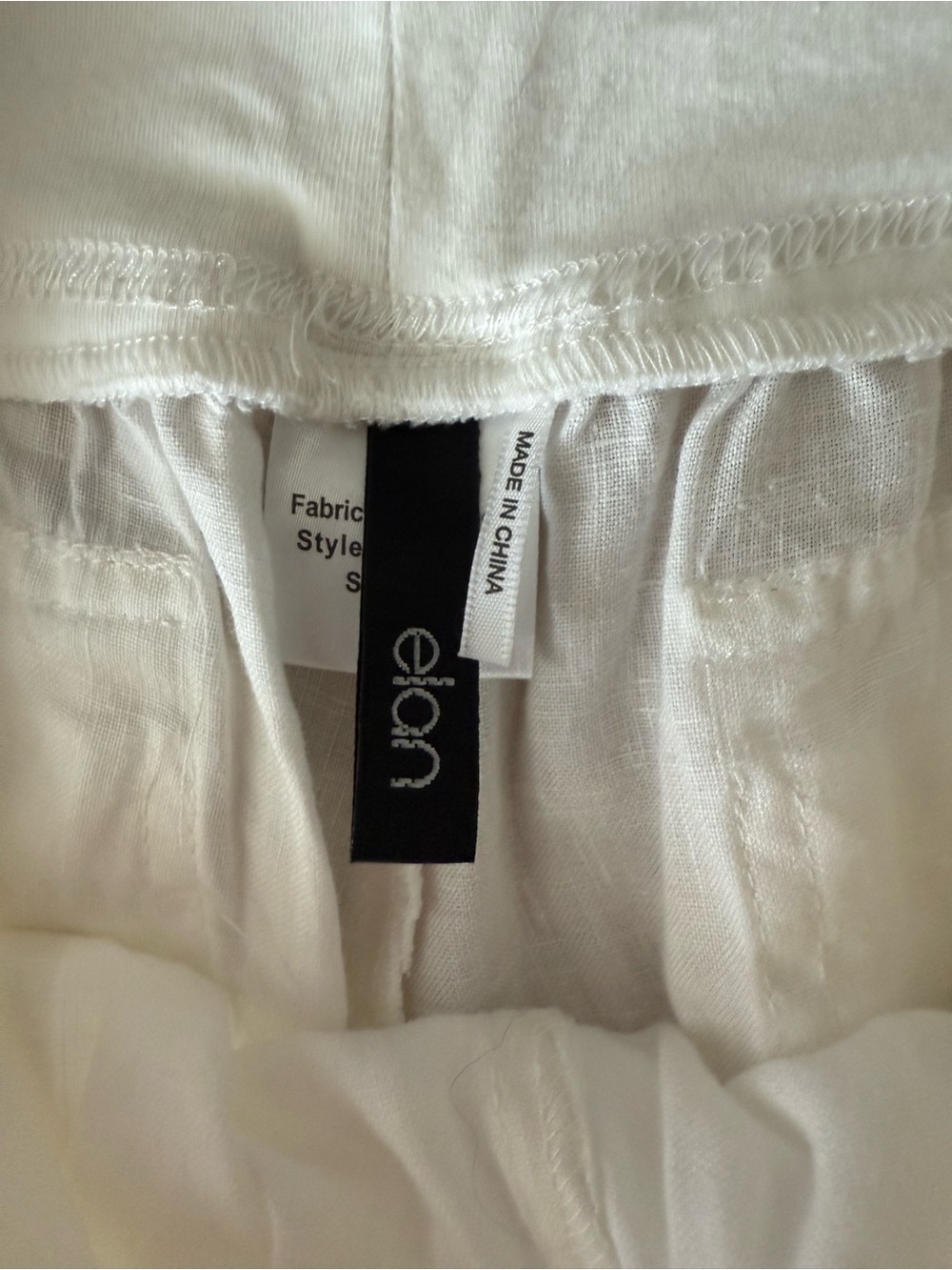 Elan White Drawstring Linen Pants Straight Leg Size Large - Picture 6 of 12